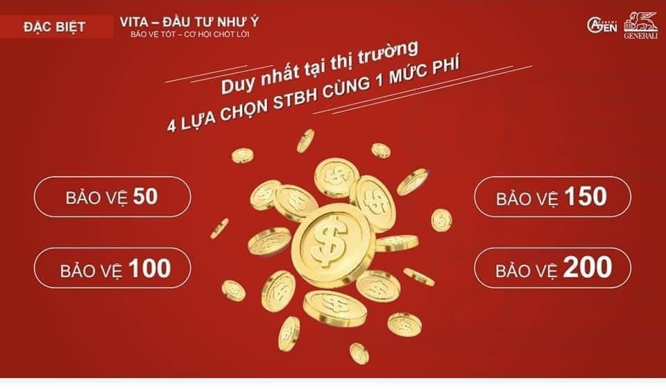 "VITA - Đầu tư như ý" Duy nhất tại thị trường 4 lựa chọn STBH cùng 1 mức phí