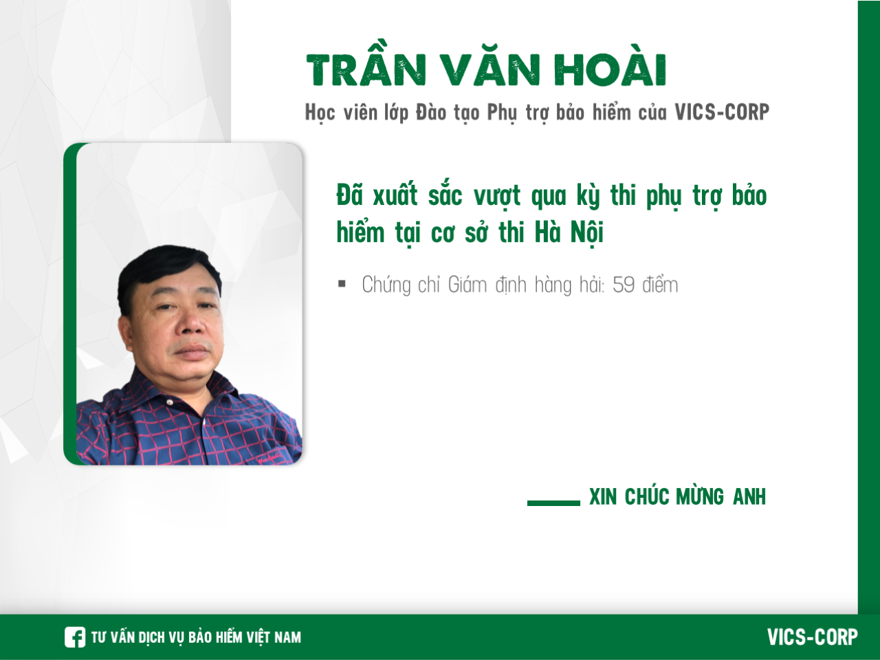 Chúc mừng học viên thi đỗ chứng chỉ Giám định tổn thất bảo hiểm