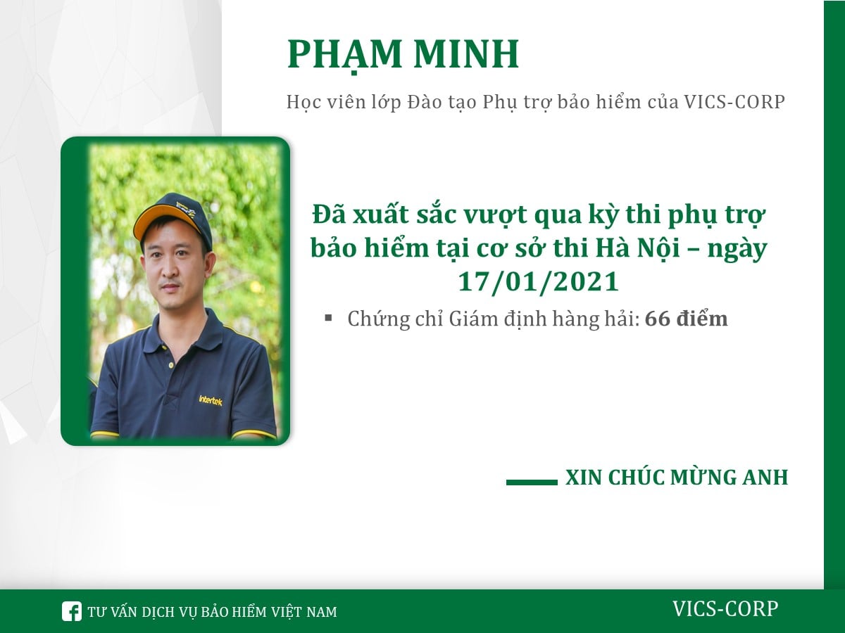 Học viên thi đỗ chứng chỉ Giám định tổn thất bảo hiểm Hàng hải và Phi nhân thọ