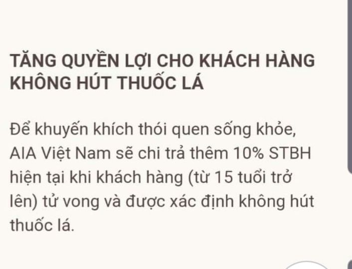 “Những Khách hàng không hút thuốc lá nên lựa chọn AIA”